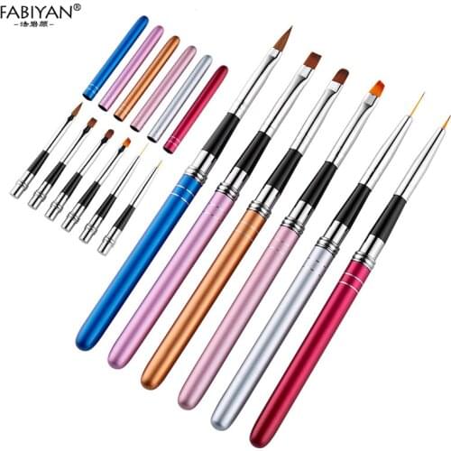 Detachable Nail Art Brush Pen Flat Crystal Carving Painting Drawing Pen Polish Gel UV Line 3D Tips Manicure Tool