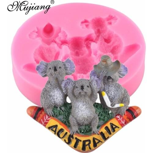 Mujiang 3D Australian Bear Silicone Mold Baby Birthday Fondant Cake Decorating Tools Koala Chocolate Candy Clay Gumpaste Moulds