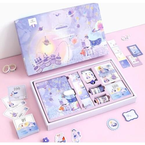 Fairy Tale Theme Diary Set Gift Box Girl Cccount Book Cartoon Notepad Notebook Gift Box