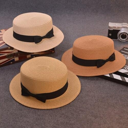 Fashion Parent-child Straw Sun Hat Cute Children Sun Hats Women Bow Straw Cap Beach Big Brim Panama Hat Casual Glris Summer Cap