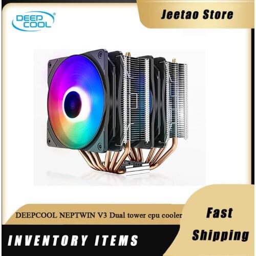 DEEPCOOL NEPTWIN V3 6 Heat Pipe Twin Tower Symphony Lighting Effect120mm RGB PWM Silent Fan CPU Cooler for Intel LGA 115x AM4