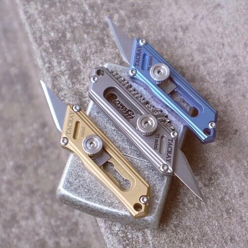 Titanium alloy Mini EDC art knife paper cutter retractable replaceable kb4-s / 5 Blade Keychain camping pocket knife tools knife