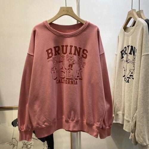 Thin Long Sleeve Sweatshirt Women Spring Autumn tudent Loose O-Neck Pullover Sweatshirt Women