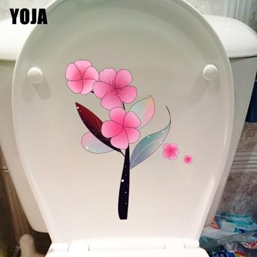 YOJA 16.3X21CM Cartoon Botanical Flower Pink Girl Bedroom Wall Sticker Decal WC Toilet Decor T1-1496