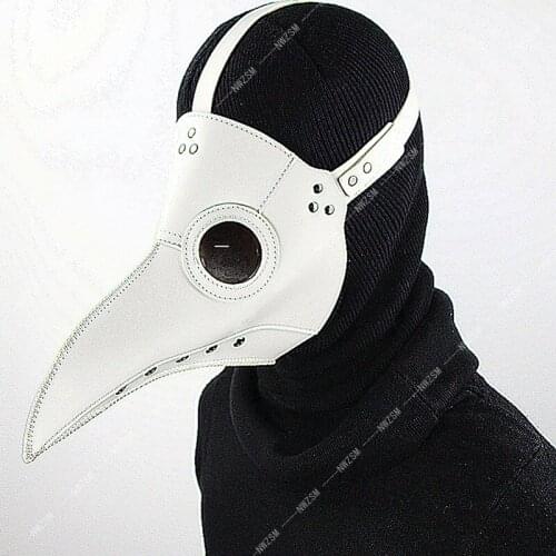 Funny Medieval Steampunk Plague Doctor Bird Mask Latex Punk Cosplay Masks Beak Adult Halloween Event Cosplay Props White Black