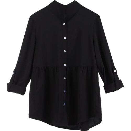 2018 new fashion Women V-neck button Tops Loose Long Sleeve Shirt Casual Blouse Chiffon Shirts solid color loose top clothes