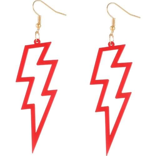 Hollow Out Lightning Acrylic Earrings Punk Colorful Chic Geometric Cool Drop Earrings For Women Girls Jewelry Gifts New 2020