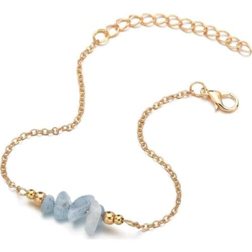 Simple Blue Crystal Bracelets for Women Girl Irregular Natural Stone Bracelets Bangles Handmade Jewelry Valentines Day Gift