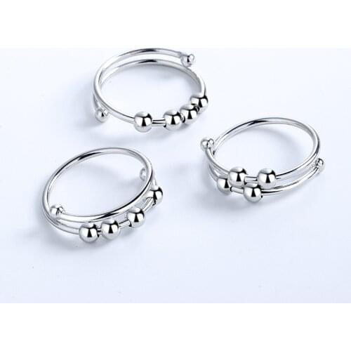 Anxiety Ring For Women Fidget Spinner Anxiety Bead Ring Single Coil Spiral Rotating Freely Anti Stress Accessories Jewelry
