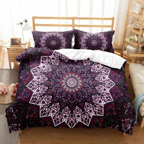 3D Bohemian Mandala Flower Print Bedding Sets 2/3Pcs Comfortable Duvet Cover Pillowcase Single Queen Home Textile Luxury