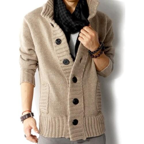 2020 Male Stand Collar Casual Cardigan Sweaters Mens Autumn Winter Sweater Coat Slim Fit Knitted Sweatercoat Jacket S-3XL