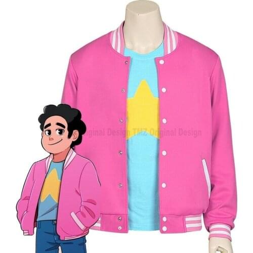 2020 new halloween party boy universe Steven Universe Quartz anime jacket sweater coat blue T-shirt pink coat cosplay suit