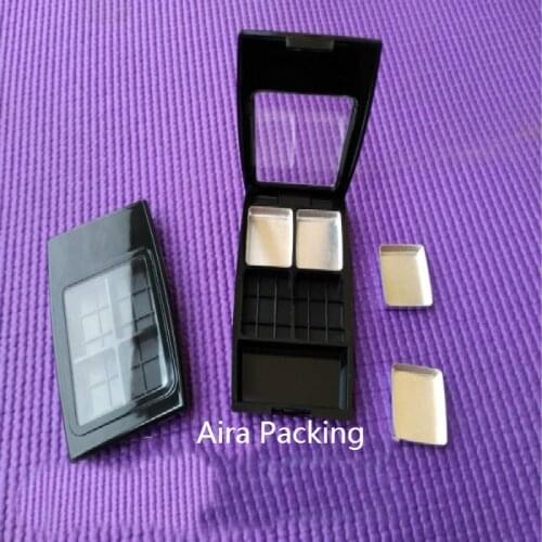 50pcs/lot Black Square Empty Eyeshadow Powder Case, DIY Plastic Cosmetic Blusher Subpackage, Lipstick/lip Balm Refillable Box