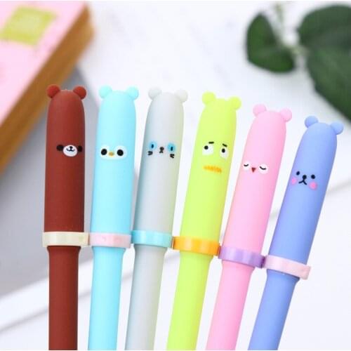 Wholesale 60pcs kawaii gel ink pen cute bear gel pens for school office students writing korean stationary supplies papelaria
