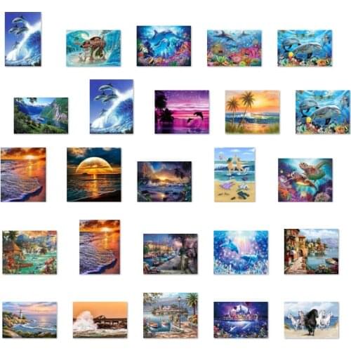 A51904 Seaside sunset cross stitch kit people 18ct 14ct 11ct count canvas stitches embroidery DIY handmade needlework