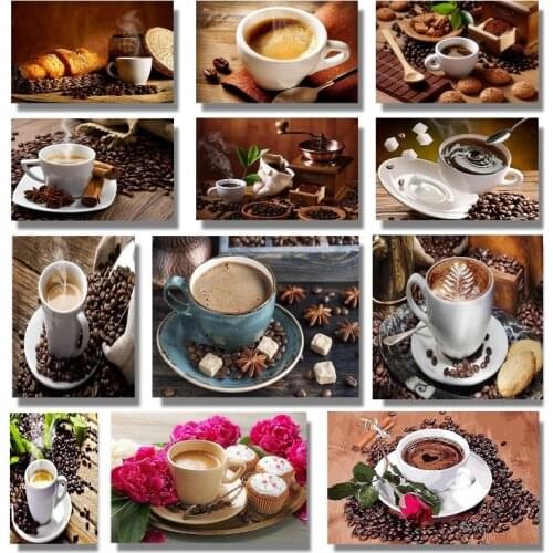 Diamond embroidery flower kitchen diamond painting coffee cup diamond mosaic landscape picture rhinestone needlework