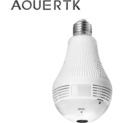 AOUERTK LED Light 960P WiFi CCTV Fisheye Bulb Lamp IP Camera 360 Degree Wireless Panoramic Day and Night Home Security Burglar