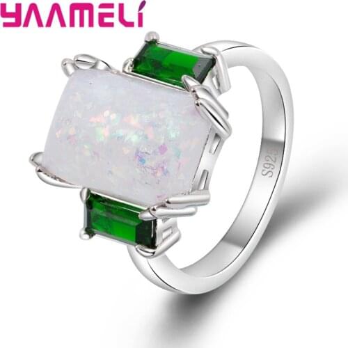 Big Sale 925 Sterling Silver Jewelry Rings for Women Inlay Zircon Opal Stone Wedding Engagement Rings Lower Price