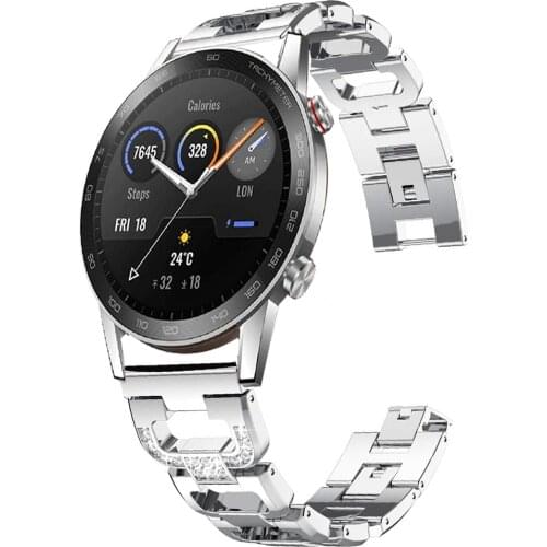 Luxury Metal Bracelet for HONOR Watch Magic 2 42mm 46mm Diamond Band for Honor ES GS Pro Watch Stainless Steel Loop Wrist Strap