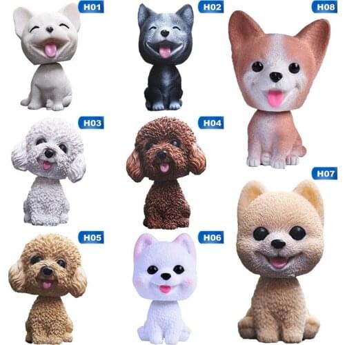 Lcyonger Car Dashboard Decor Toy Lovely Wobble Shaking Head Dolls Ornaments Bobblehead Dog Nodding Puppy Toys Auto interior