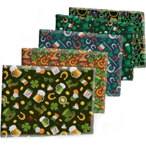 Happy St. Patricks Day Printed Bullet Textured Liverpool Patchwork Tissue Kids home textile 50*145cm