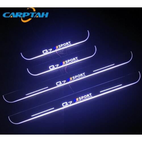 Dynamic LED Car Scuff Plate Trim Pedal Door Sill Pathway Moving Welcome Light For Audi Q7 2011 2012 2013 2014 2015 Accessories