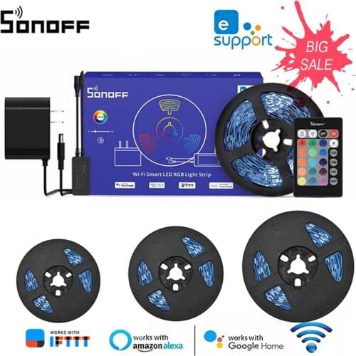 SONOFF L1 Lite 5M EU/US Smart Wifi LED Light Strip RGB Dimmable Flexible Strip Lights Ewelink Remote Control Can Be Free To Cut