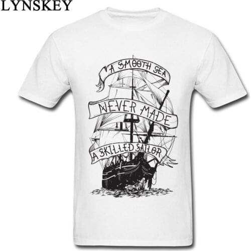 A Smooth Sea Never Made A Skilled Sailor New T-shirt Design For Men Cotton Tops & Tees Retro Style Ship Print