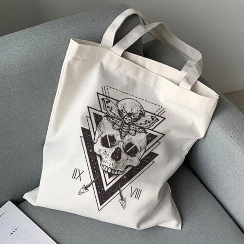 Devil print gothic canvas bag shopping bag casual large capacity female bag Harajuku punk new dark Ulzzang female shoulder bags