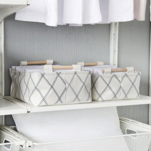 Canvas Organizer Storage Bag with Handle Home Office Desk Table Small Stuff Sundries Basket Kids Toys Snacks Neatening Holder