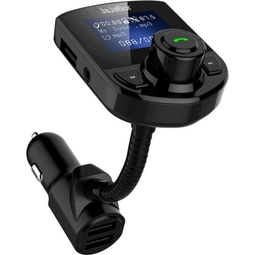 JaJaBor FM Transmitter Bluetooth Car Kit Handsfree Calling AUX Car MP3 Audio Player Voltage Detection Dual USB Car Charger