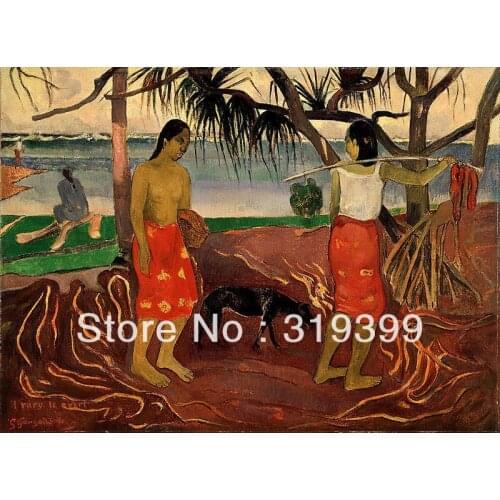Paul Gauguin Oil Painting Reproduction on Linen canvas,Under the Pandanus I, Free DHL Shipping,high Quality,100% handmade