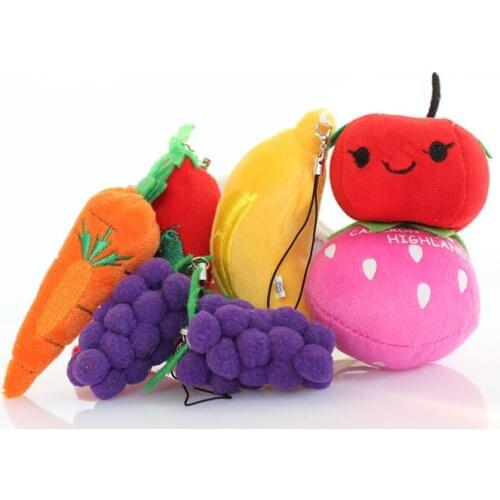 Kawaii Little 6-8CM Vegetables Toys Fruits dolls string pendant Plush Toy novelty summer plush gifts