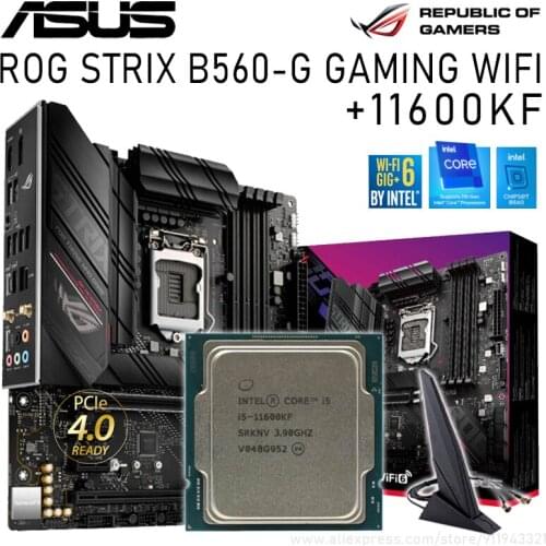 Asus LGA 1200 ROG STRIX B560-G GAMING WIFI B560 With Core i5-11600KF Motherboard Set PCI-E 4.0 DDR4 128GB Placa-mãe Kit New
