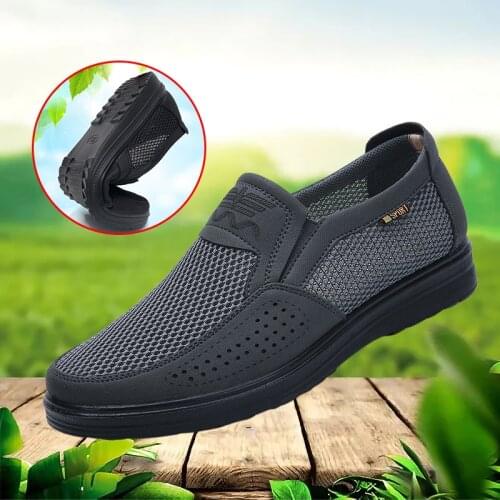Summer Mens Mesh Shoes Breathable Large Size 38-48 Slip-On Flats Footwear Lightweight Comfortable Casual Shoes Male Sneakers