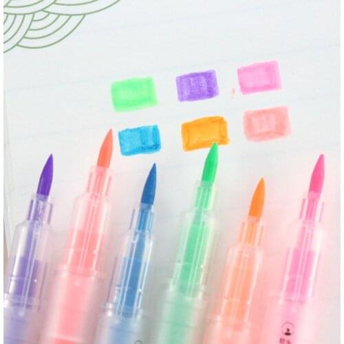 Domikee cute candy rainbow colors school student highlighter pen kids double writing markers set art supplies round toe+ oblique