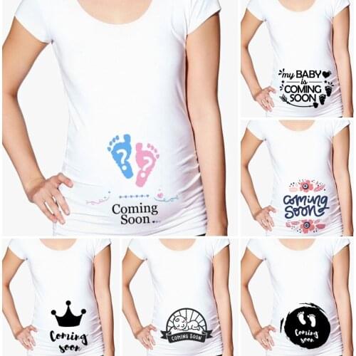 My Baby Is Coming Soon Pregnant T Shirt Girl Maternity Short Sleeve Pregnancy Announcement Shirt New Mom Clothes Drop Shipping