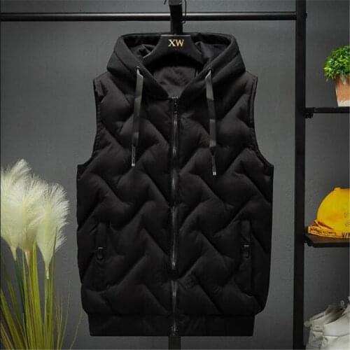 2019 Men Vest Jackets Autumn Winter Warm Waistcoat Casual Hooded Sleeveless Vest Coats Fashion mens thick parkas waistcoats