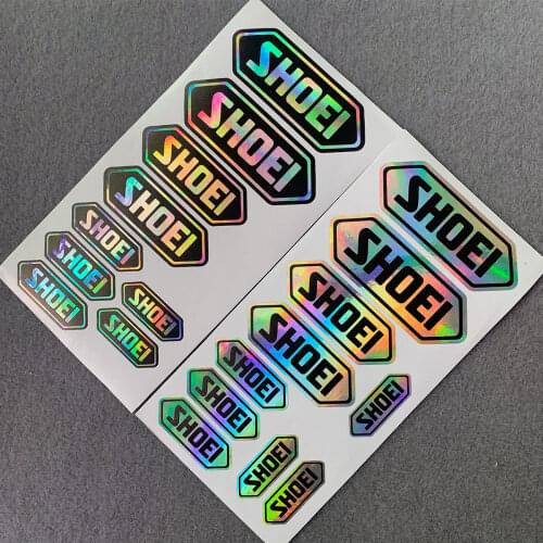 NO.L008 SHOEI Helmet Windshield glass Laser Rainbow Stickers MOTO GP Car Sticker Decals Racing Motorcycle 10CM*20CM/SET