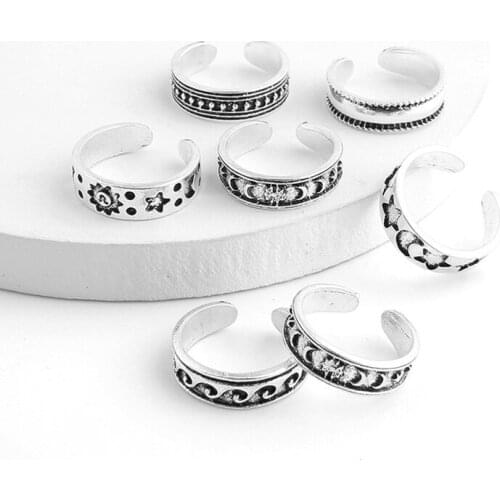 New Exquisite All-match 7-piece Open Foot Ring Summer Beach Ladies Foot Ring Simple Ring Leg Jewelry Gift