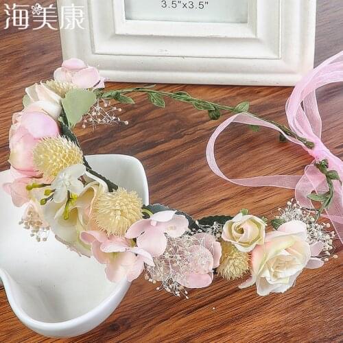 Haimeikang Headbands Flower Wreath Pineal Garland Headpiece Crown Kids Girl Floral Garlands Headdress Vines Hair Accessories