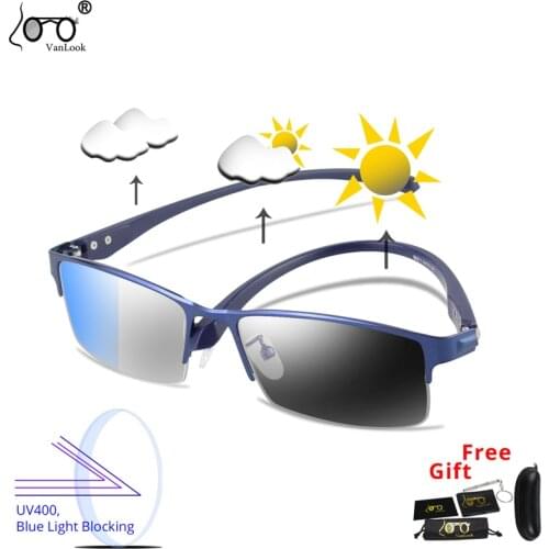 Chameleon Glasses For Men Photochromic Womens Myopia Computer Glasses Anti Blue Light Eyeglasses TR90 фотохромные очки 0-1-1.50