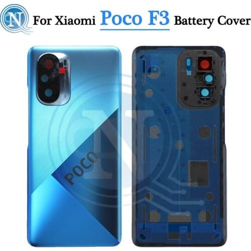 Original For Xiaomi POCO F3 Back Glass Battery Cover Panel Rear Door Housing Case With Camera Lens Replacement Parts