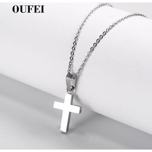 OUFEI stainless steel Necklace fashion Retro double sided cross Antique Long Chain Necklaces for women wholesale new 2019