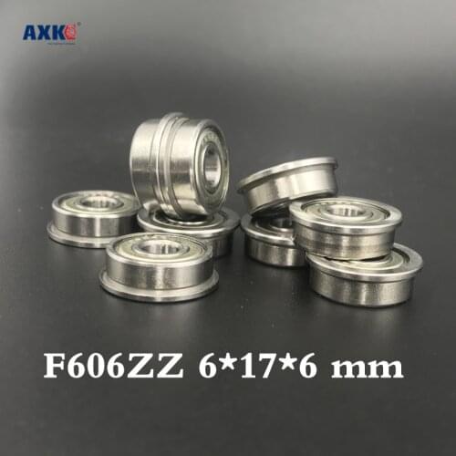 Axk F606zz Flange Bearing 6x17x6 Mm Abec-1 ( 10 Pcs ) Flanged F606 Z Zz Ball Bearing 6*17*6 Flange Id:19mm Flange T:1.2mm