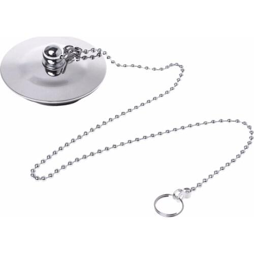 Bathtub Drain Plug With Chain Sink Basin Water Stopper For Bathroom Kitchen Chrome Plated