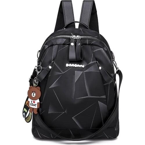 Womens Backpack Simple Fashion Waterproof Oxford Cloth Lightweight Travel School Bag Multi-Pockets Large Capacity
