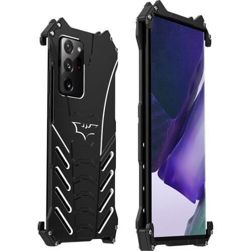 R-JUST Metal Phone Case For Samsung Note 20 Ultra Aluminum Shockproof Drop-proof Cover Armor Anti-knock Shell With Kickstand
