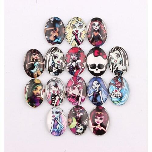 Handmade 4 Size Glass Cartoon Gothic Dark Girl Flatback Cameo Cabochon Domed DIY Jewelry Finding Photo Pendant Setting