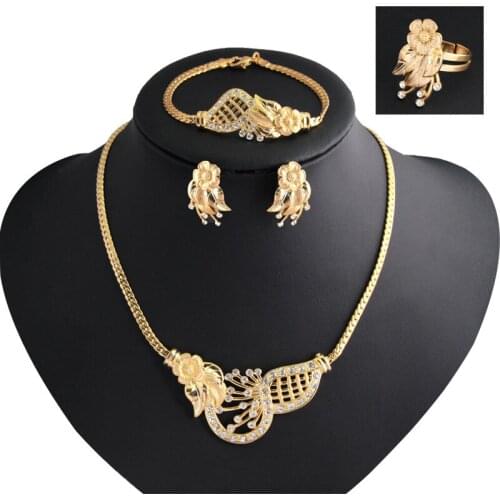 Sakura Love Africa Jewelry Set Bride Fashion Bracelet Earrings Ring Necklace Glamour Woman Wedding Fashion Party